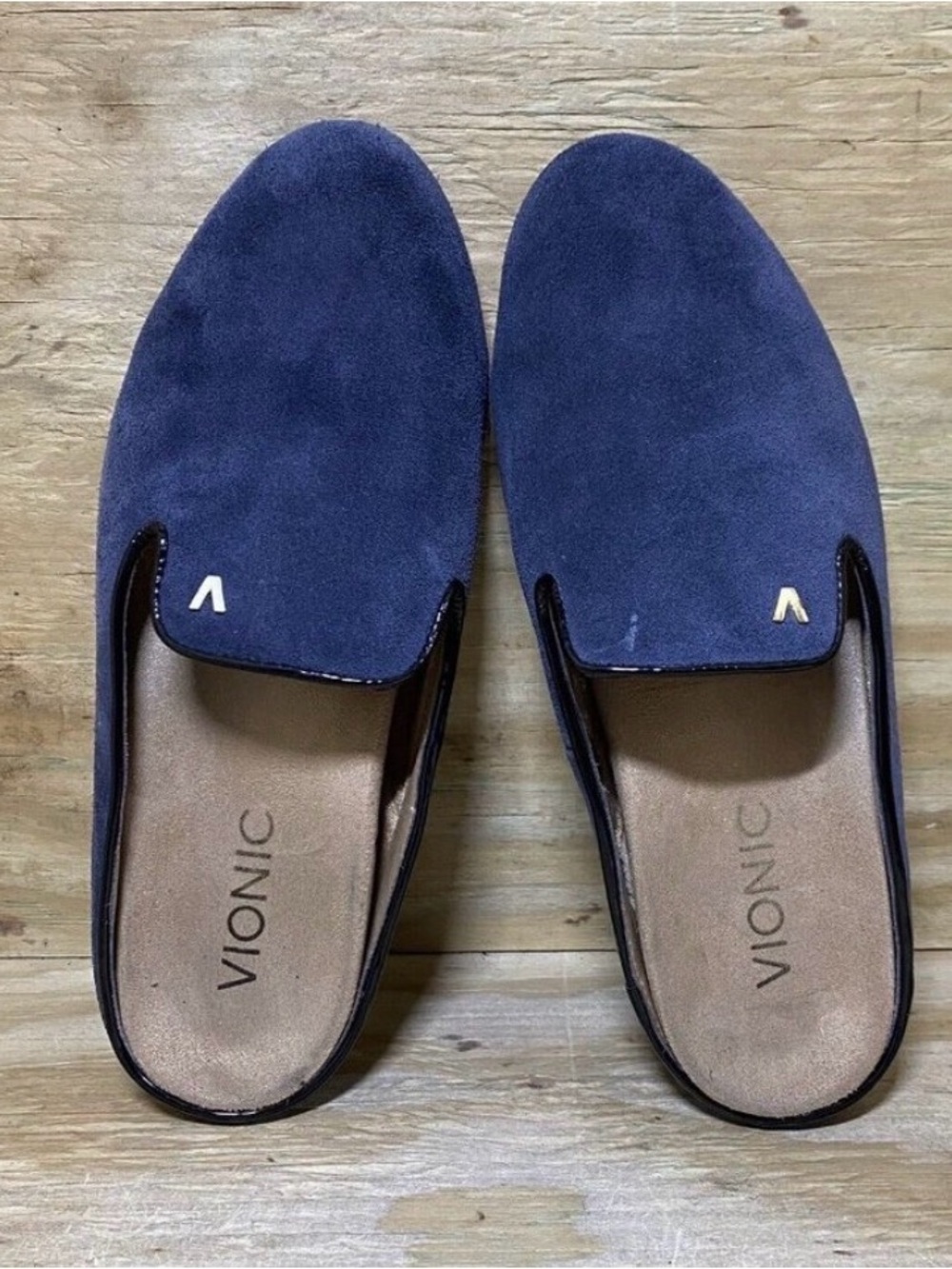 Vionic Carnegie Flats Womens 5 Blue Suede Slip On Comfort Shoes